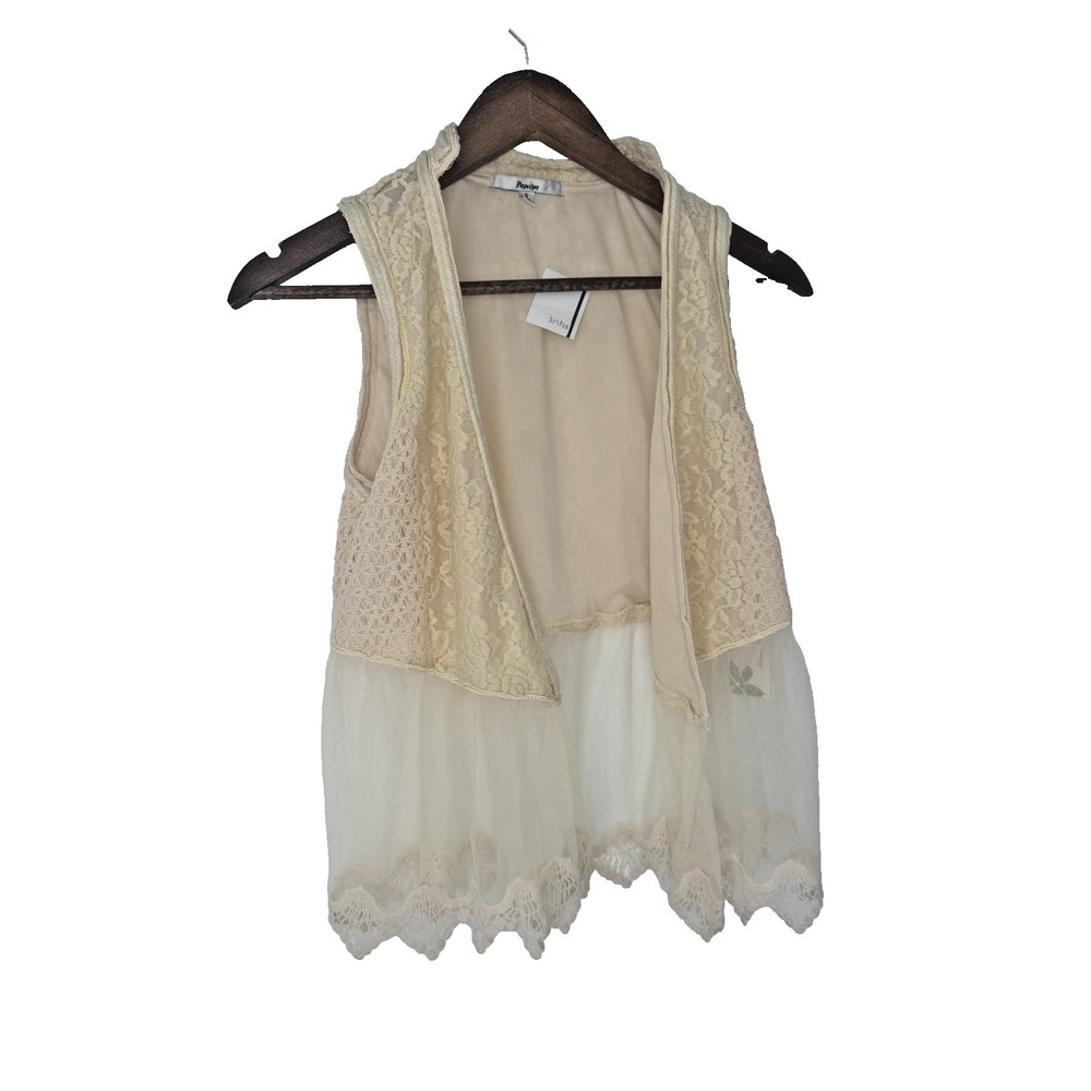 Papaya Crochet Vest Duster Boho Festival Sundance Retro VTG NWT Cottage Indie